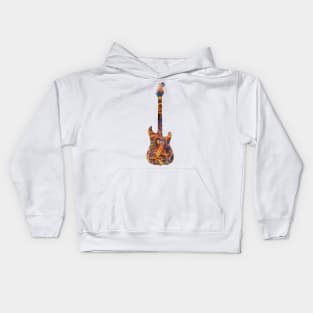 Yellow on Blue Flame Guitar Silhouette Kids Hoodie